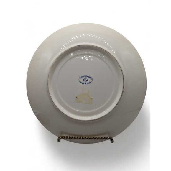 Vintage Japanese Sun Ceramics Blue White Koi Fish Porcelain Plate 12.5" Diameter - Picture 11 of 12